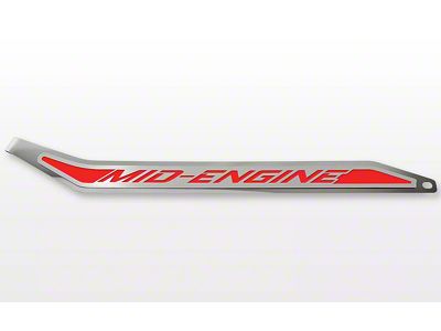Polished/Brushed Stainless Door Prop with Bright Red Mid-Engine Insert; Driver Side (20-26 Corvette C8)