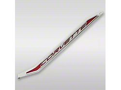 Polished/Brushed Stainless Door Prop with Bright Red Solid Insert; Driver Side (20-26 Corvette C8)
