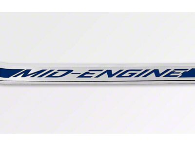 Polished/Brushed Stainless Door Prop with Dark Blue Mid-Engine Insert; Passenger Side (20-26 Corvette C8)