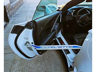 Polished/Brushed Stainless Door Prop with Solid Black Insert; Passenger Side (14-19 Corvette C7)