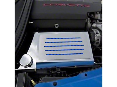 Polished Fuse Box Cover; Blue Carbon Fiber Inlay (14-19 Corvette C7, Excluding ZR1)