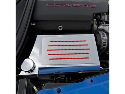 Polished Fuse Box Cover; Red Carbon Fiber Inlay (14-19 Corvette C7, Excluding ZR1)