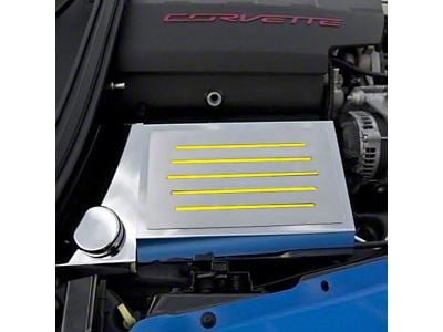 Polished Fuse Box Cover; Yellow Inlay Solid (14-19 Corvette C7, Excluding ZR1)