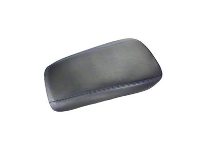 Premium Artificial Leather Center Console Lid Armrest Cover; Black with Blue Stitching (97-04 Corvette C5)
