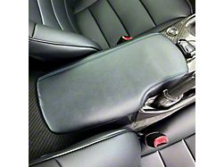 Premium Artificial Leather Center Console Lid Armrest Cover; Black with Blue Stitching (05-13 Corvette C6)