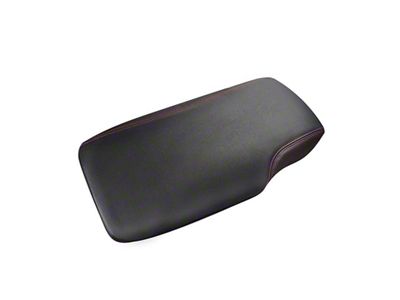 Premium Artificial Leather Center Console Lid Armrest Cover; Black with Red Stitching (05-13 Corvette C6)