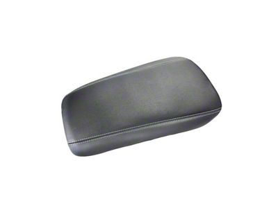 Premium Artificial Leather Center Console Lid Armrest Cover; Black with White Stitching (97-04 Corvette C5)