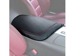 Premium Artificial Leather Center Console Lid Armrest Cover; Black with Yellow Stitching (14-19 Corvette C7)