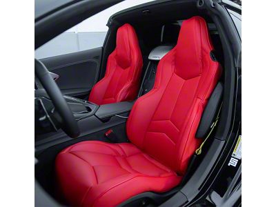 Premium Artificial Leather Seat Covers; All Red with Red Stitching (20-26 Corvette C8 w/ GT1 Seat)