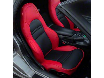 Kustom Interior Premium Artificial Leather Seat Covers; Red with Black Accent Inseert (97-04 Corvette C5)