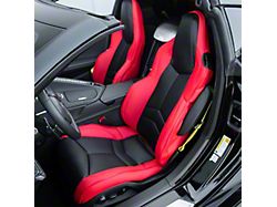 Kustom Interior Premium Artificial Leather Seat Covers; Red with Black Accent Insert (20-26 Corvette C8 w/ GT1 Seat)