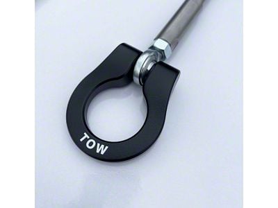 Premium Stealth Tow Hook with Long Turned Down Shaft and Red D-Ring; Front (14-19 Corvette C7; 20-26 Corvette C8 E-Ray, Stingray)