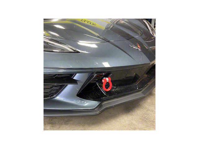 Premium Tow Hook with Long Turned Down Shaft and Black D-Ring; Front (23-24 Corvette C8 Z06)