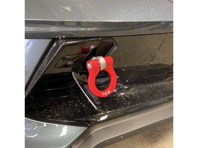 Premium Tow Hook with Red D-Ring; Rear (23-25 Corvette C8 Z06)