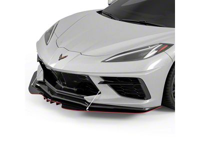 R1 Front Bumper Lip Splitter; Dry Carbon Fiber Vinyl (20-24 Corvette C8, Excluding Z06)