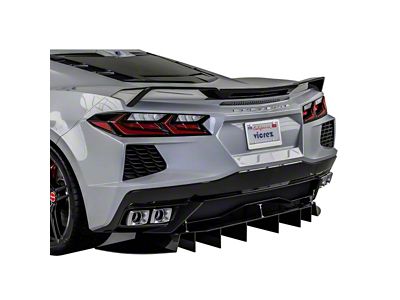 R1 Rear Diffuser; Dry Carbon Fiber Vinyl (20-24 Corvette C8, Excluding Z06)