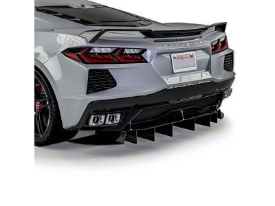 R1 Rear Diffuser; Gloss Carbon Fiber Vinyl (20-24 Corvette C8, Excluding Z06)