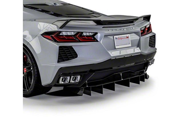 Corvette R1 Rear Diffuser; Gloss Carbon Fiber Vinyl (20-25 Corvette C8 ...