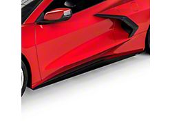 R1 Side Skirt Splitters; Dry Carbon Fiber Vinyl (20-24 Corvette C8, Excluding Z06)