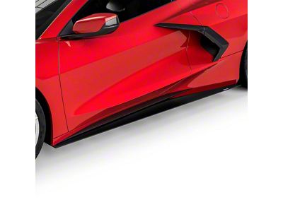 R1 Side Skirt Splitters; Dry Carbon Fiber Vinyl (20-24 Corvette C8, Excluding Z06)