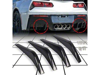 Rear Diffuser Fins; Gloss Black (14-19 Corvette C7)