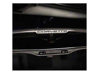 Rear View Mirror Trim with Corvette Logo; Brushed Stainless (97-04 Corvette C5)