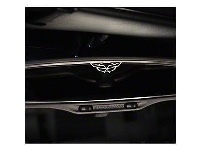 Rear View Mirror Trim with Crossed Flags Logo; Brushed Stainless (97-04 Corvette C5)