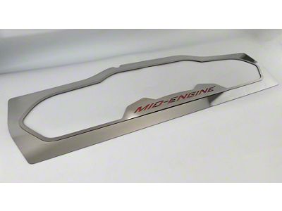 Rear Window Frame with Mid Engine Logo Inlay; Polished with Brushed Trim; Red Carbon Fiber (20-24 Corvette C8 Coupe)
