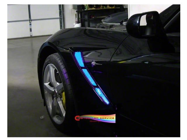 RGB Fender Cove/Hood Vent LED Lighting Kit; Bluetooth (14-19 Corvette C7)
