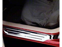 Ribbed Stainless Steel Door Sill Covers; Polished (05-13 Corvette C6)