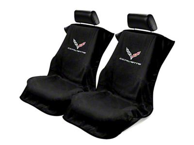 Seat Towel with Corvette Logo; Black (14-19 Corvette C7)