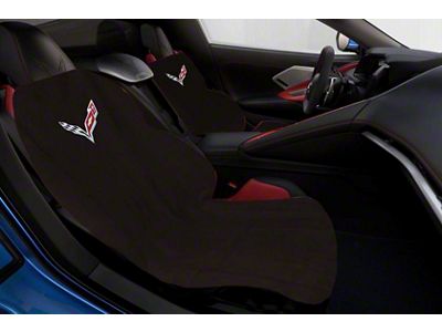 Seat Towel with Corvette Logo; Black (20-25 Corvette C8)