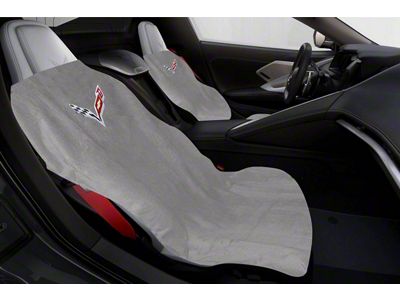 Seat Towel with Corvette Logo; Gray (20-25 Corvette C8)