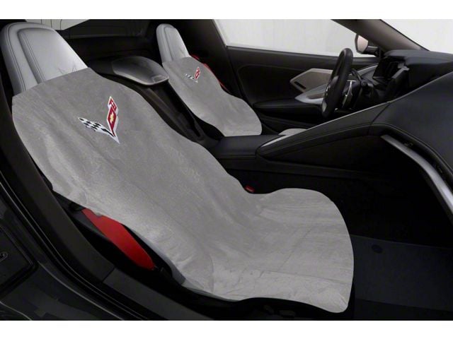Seat Towel with Corvette Logo; Gray (20-24 Corvette C8)