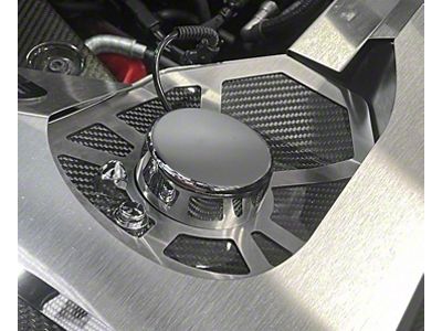 Shock Tower Covers with Brushed Trim; Carbon Fiber (20-24 Corvette C8 Coupe)