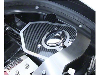 Shock Tower Covers with Brushed Trim; Carbon Fiber (20-25 Corvette C8 Convertible)