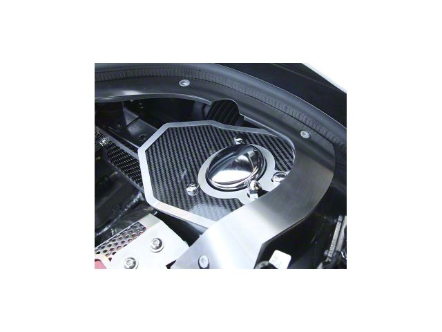 Shock Tower Covers with Brushed Trim; Carbon Fiber (20-24 Corvette C8 Convertible)