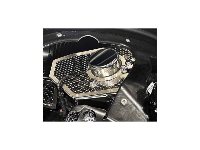 Shock Tower Covers with Brushed Trim; Perforated; Stainless (20-24 Corvette C8 Convertible)