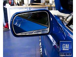 Side View Mirror Trim with Etched Corvette Lettering and Slots; Solid Black (14-19 Corvette C7)