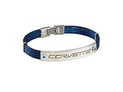 Corvette Signature Blue IP-Plated Cable Bracelet; 7.25-Inch