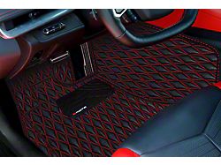 Single Layer Diamond Floor Mats; Black and Red Stitching (14-19 Corvette C7)