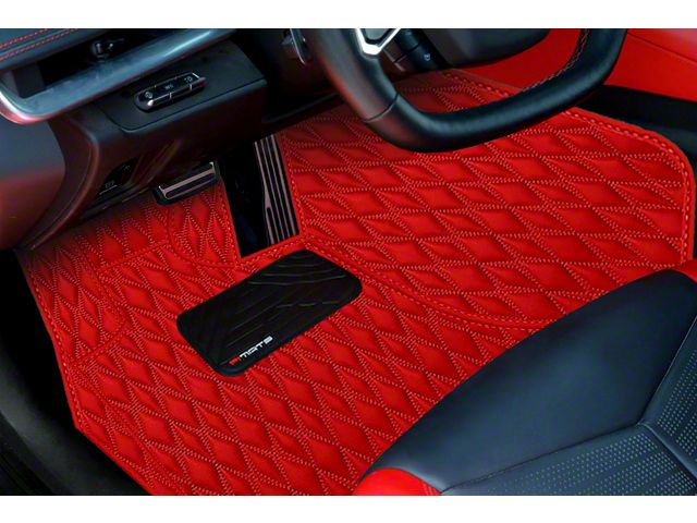 Single Layer Diamond Floor Mats; Full Red (05-13 Corvette C6)