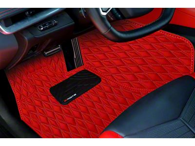 Single Layer Diamond Floor Mats; Full Red (14-19 Corvette C7)