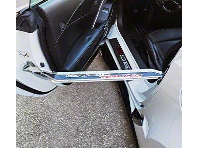 Stainless Door Prop with Real Carbon Fiber Corvette Racing Insert ; Driver Side (14-19 Corvette C7)