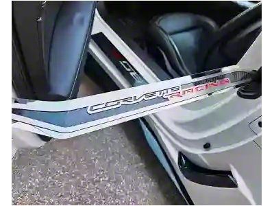 Stainless Door Prop with Real Carbon Fiber Corvette Racing Insert ; Passenger Side (14-19 Corvette C7)