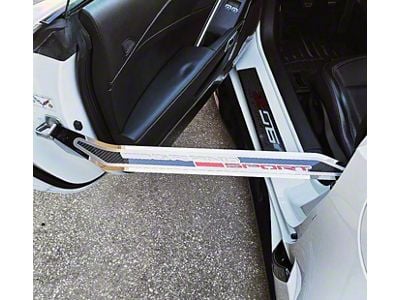 Stainless Door Prop with Real Carbon Fiber Grand Sport Insert; Driver Side (14-19 Corvette C7)
