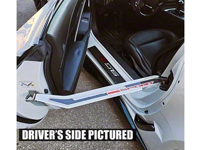 Stainless Door Prop with Real Carbon Fiber Grand Sport Insert; Passenger Side (14-19 Corvette C7)
