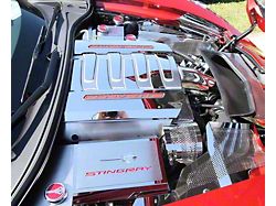Stainless Lower Fuel Rail Covers with Oil Fill; Brushed (14-19 Corvette C7)