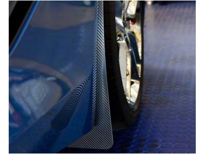 Stainless Mud Guards with Carbon Fiber Finish; Front and Rear (15-19 Corvette C7 Grand Sport, Z06)