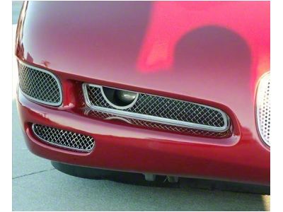 Stainless Steel Laser Mesh Fog Light Grilles; Polished (97-04 Corvette C5)